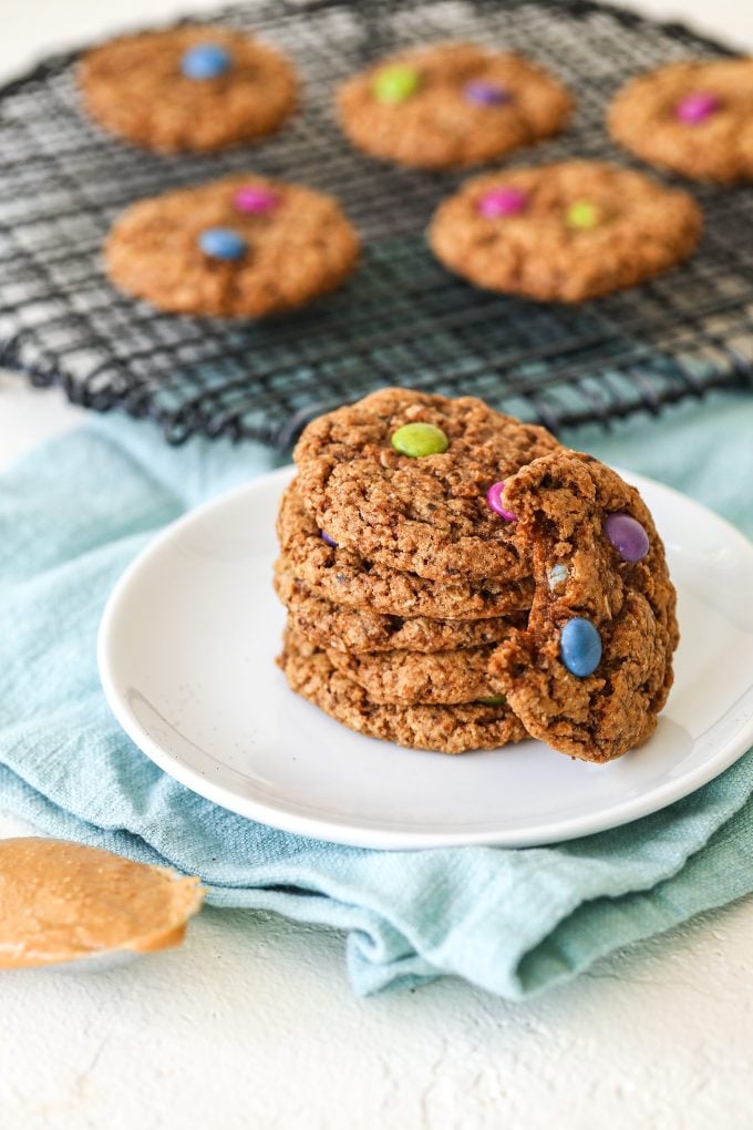 These sedimentary cookies are gluten-free, Dairy free, and packed with oats, almond flour, peanut butter and coffee!