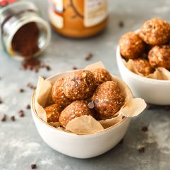 These Peanut Butter Coffee Energy Balls have so much flavor and are packed with good stuff to curb your hungry and give you a boost of energy!