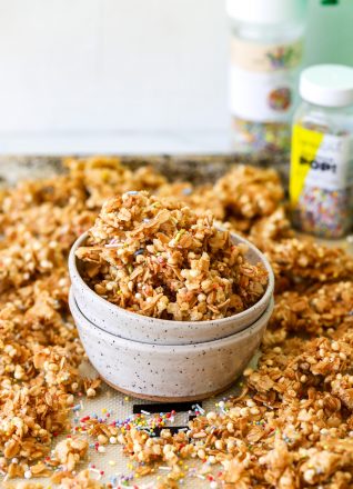This Birthday Cake Granola is a super tasty and healthy granola that is super easy to make!