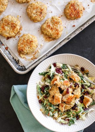 These Chicken Cauliflower Patties are so great to make a batch of for meal prep for the week. You can serve as a burger or chopped up on a salad!