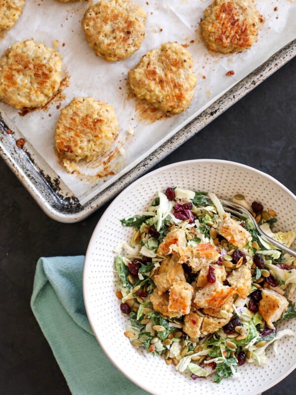 These Chicken Cauliflower Patties are so great to make a batch of for meal prep for the week. You can serve as a burger or chopped up on a salad!