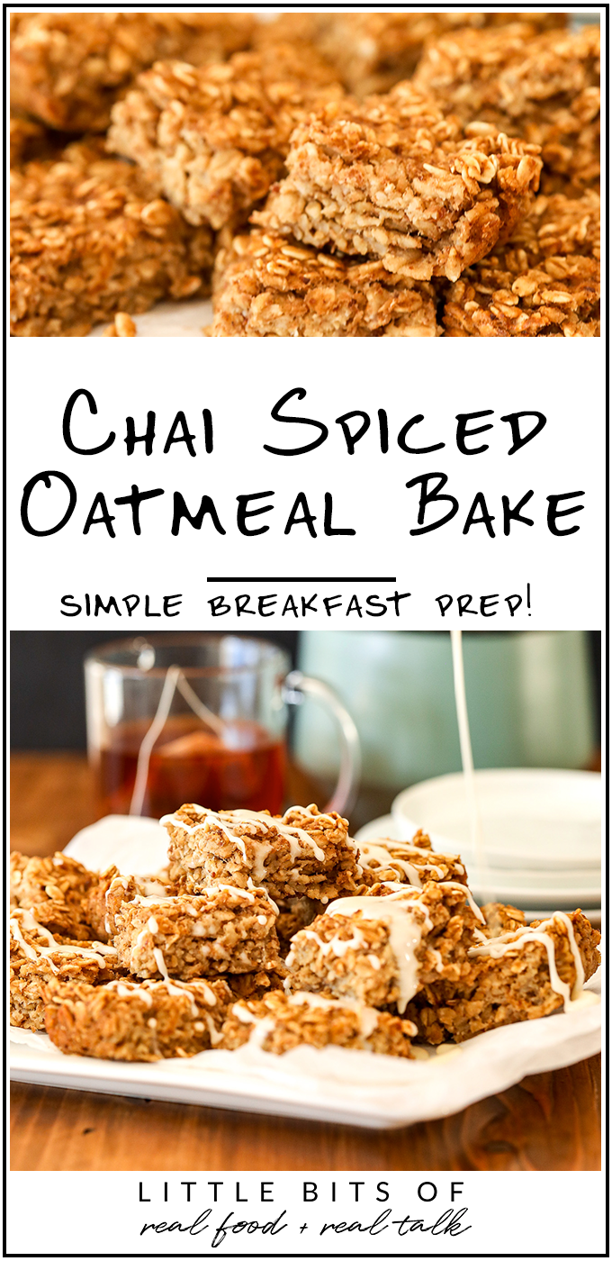 This Chai Spiced Oatmeal Bake is a delicious fall breakfast that you can make ahead and eat all week!