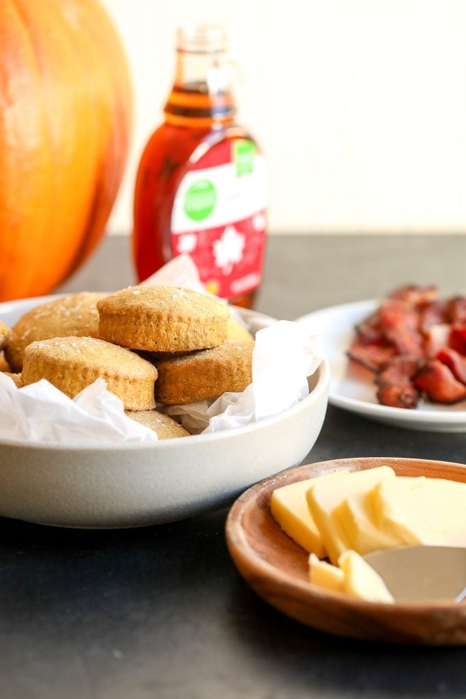 These Whole Wheat Pumpkin Biscuits are easy to make and a great side or base for a breakfast sandwich!