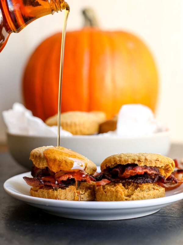 These Whole Wheat Pumpkin Biscuits are easy to make and a great side or base for a breakfast sandwich!