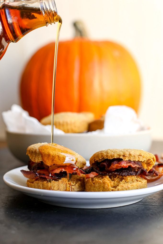 These Whole Wheat Pumpkin Biscuits are easy to make and a great side or base for a breakfast sandwich!