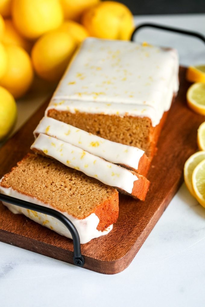 This Gluten Free Lemon Loaf is made with almond flour to make it grain free and uses dairy free yogurt to add amazing texture!