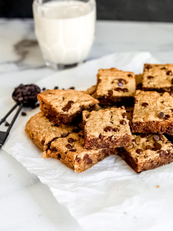 These Gluten Free Chocolate Chip Blondies are easy to make in one bowl and so delicious!