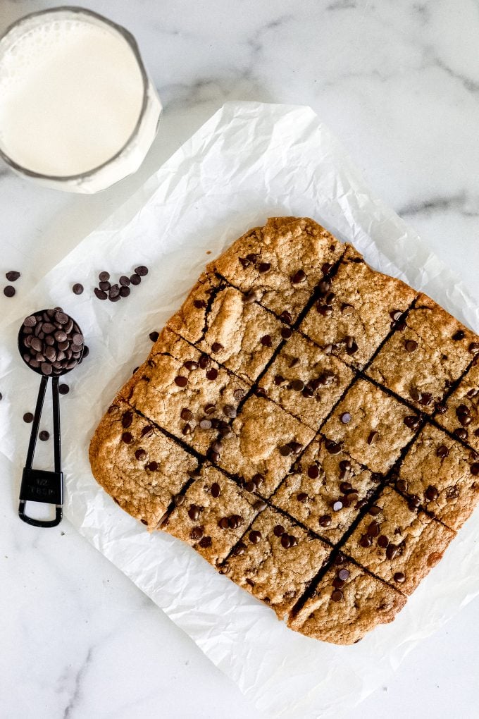 These Gluten Free Chocolate Chip Blondies are easy to make in one bowl and so delicious!