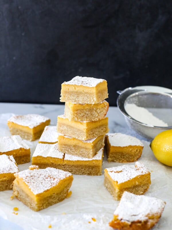 These Healthy Lemon Bars are sweetened with maple syrup and are gluten free thanks to almond and coconut flours!