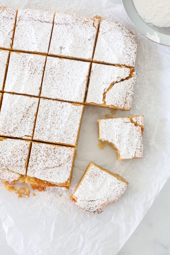 These Healthy Lemon Bars are sweetened with maple syrup and are gluten free thanks to almond and coconut flours!