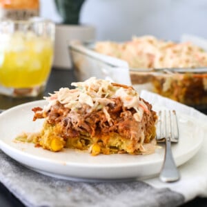 This Pulled Pork Sandwich Casserole is the perfect one pan meal that everyone will love!