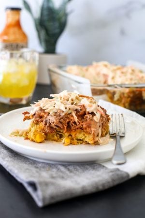 This Pulled Pork Sandwich Casserole is the perfect one pan meal that everyone will love!