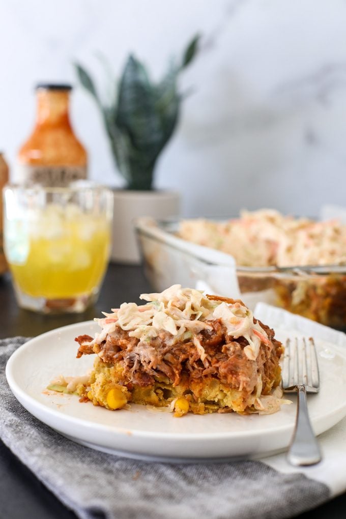 This Pulled Pork Sandwich Casserole is the perfect one pan meal that everyone will love!
