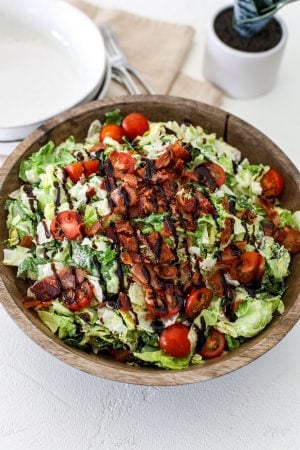 This Chopped Wedge Salad is a simple recipe that can easily be a main dish or side salad to any meal! With just 5 ingredients it comes together in a pinch.