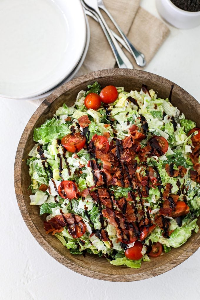 This Chopped Wedge Salad is a simple recipe that can easily be a main dish or side salad to any meal! With just 5 ingredients it comes together in a pinch.