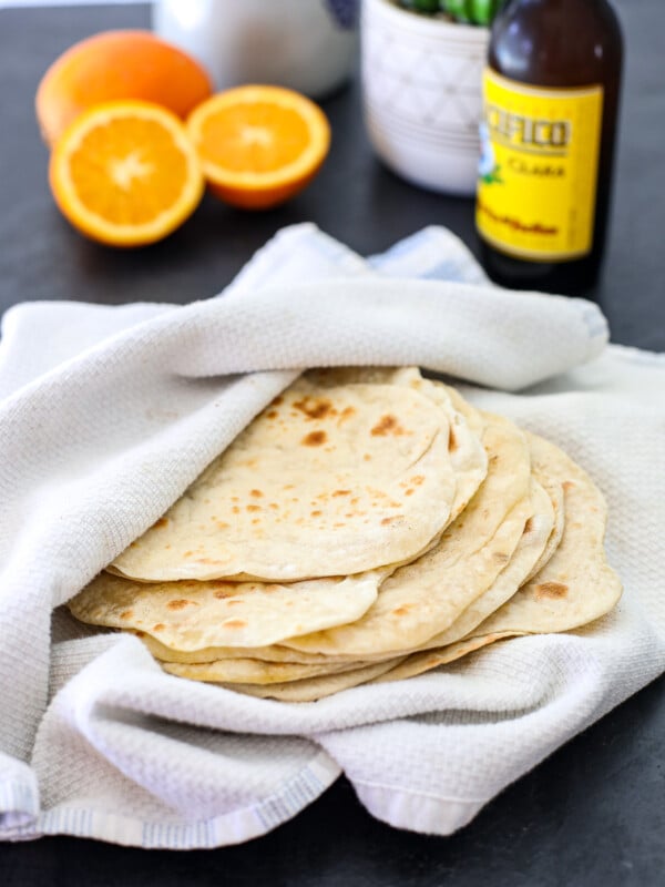 These Homemade Flour Tortillas are super easy to make with just flour, butter, water and salt!