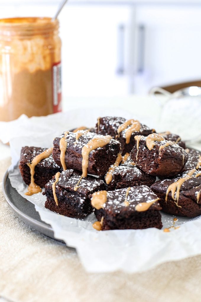 These Healthy Peanut Butter Brownies are filled with nourishing ingredients like avocado, applesauce and almond flour, making them gluten free!