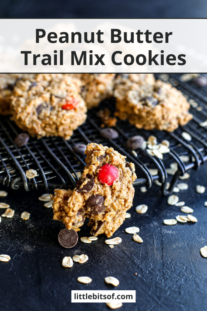 These Peanut Butter Trail Mix Cookies are a delicious cookie packed with oats and chocolate!