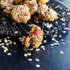 These Peanut Butter Trail Mix Cookies are a delicious cookie packed with oats and chocolate!