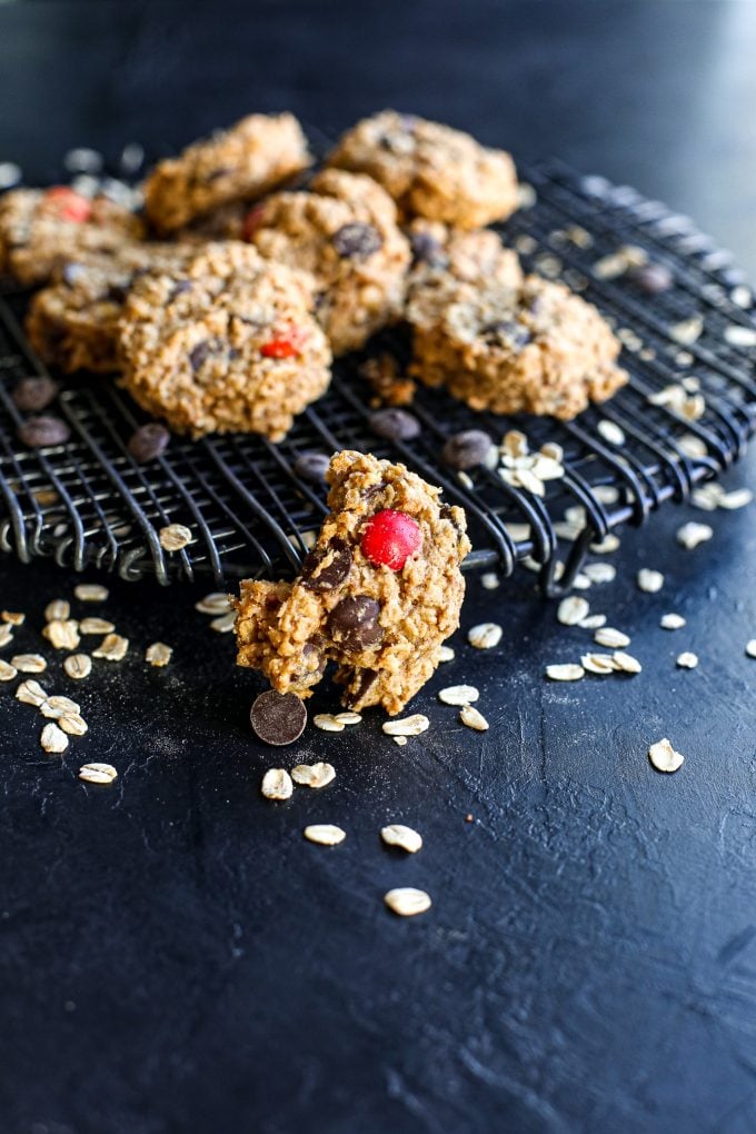 These Peanut Butter Trail Mix Cookies are a delicious cookie packed with oats and chocolate!