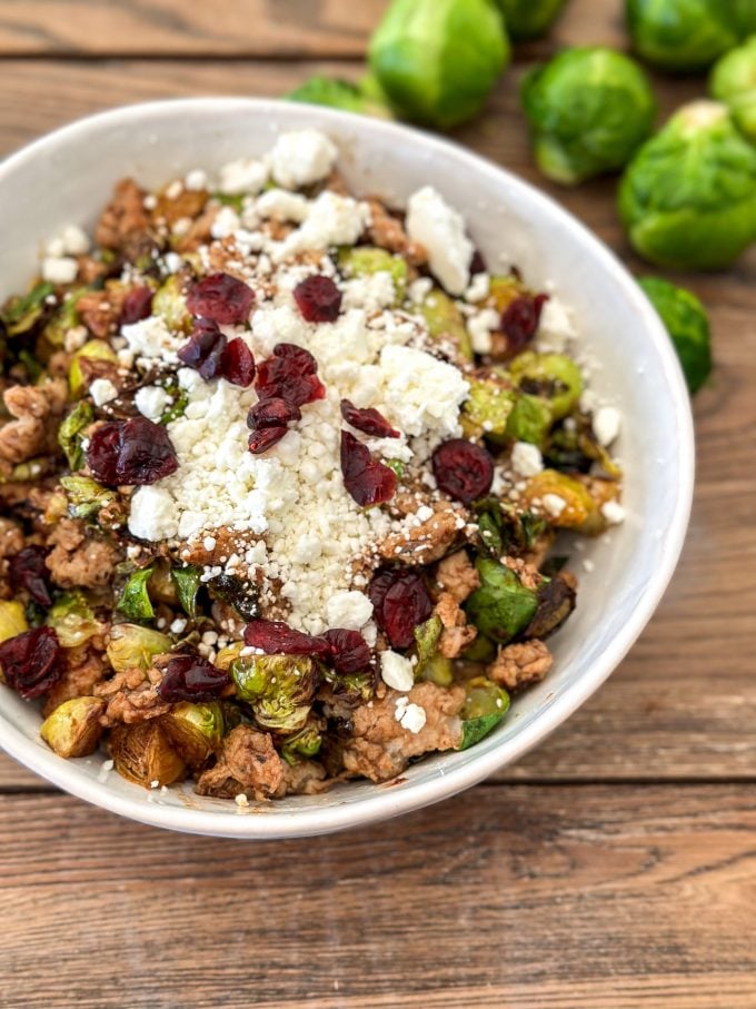 This Balsamic Brussels Sprouts & Sausage dish is a perfect 2 person lunch or dinner or can even be a side dish!