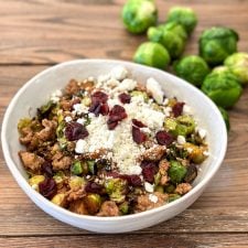 This Balsamic Brussels Sprouts & Sausage dish is a perfect 2 person lunch or dinner or can even be a side dish!