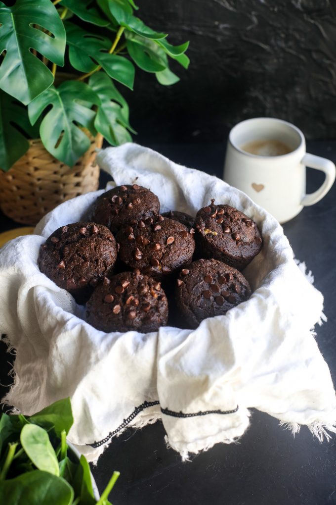 These Banana Chocolate Spinach Muffins are the perfect healthier muffin option that kids and adults both love!