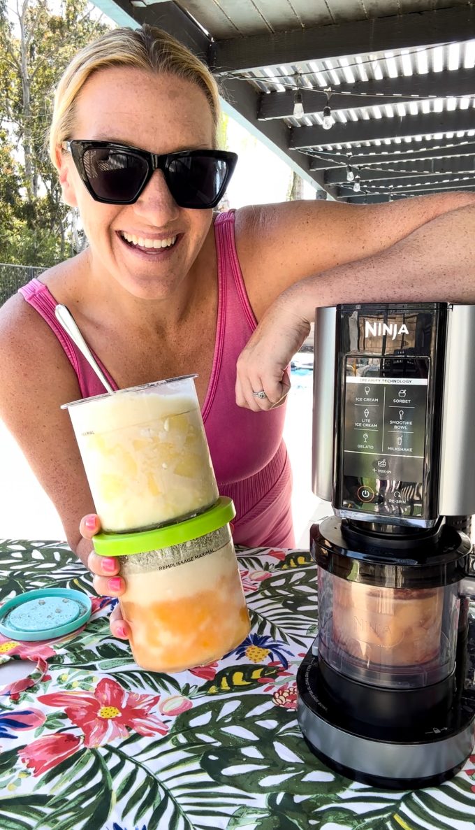 This Ninja Creami makes the best dole whip ever that happens to be dairy free and refined sugar free!