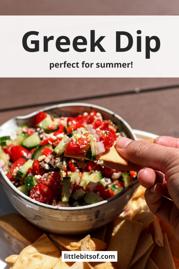 This Greek Veggie & Feta Dip is the perfect fresh and healthy dip for the summer!