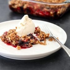 This Mixed Berry Crumble is gluten free and refined sugar free- perfect for any celebration!