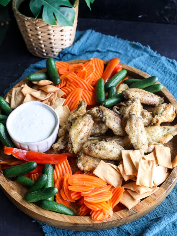 These Crispy Baked Greek Wings with Creamy Feta Dip are perfect for football season or anytime of year!