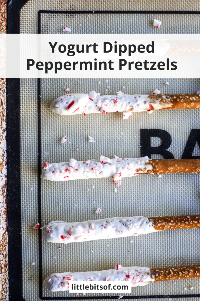 These yogurt dipped peppermint pretzels are the perfect healthier treat for you and your family!