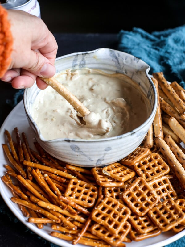 This Honey Mustard & Onion Dip is so delicious and is just like the pretzel bits you love!