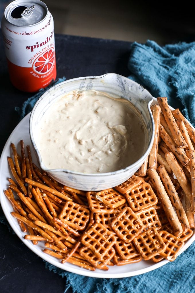 This Honey Mustard & Onion Dip is so delicious and is just like the pretzel bits you love!