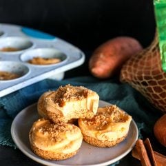 These Dairy Free Sweet Potato Cheesecake Bites are incredibly smooth and tasty you won't believe they are packed with cashews and sweet potatoes!