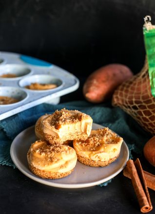 These Dairy Free Sweet Potato Cheesecake Bites are incredibly smooth and tasty you won't believe they are packed with cashews and sweet potatoes!