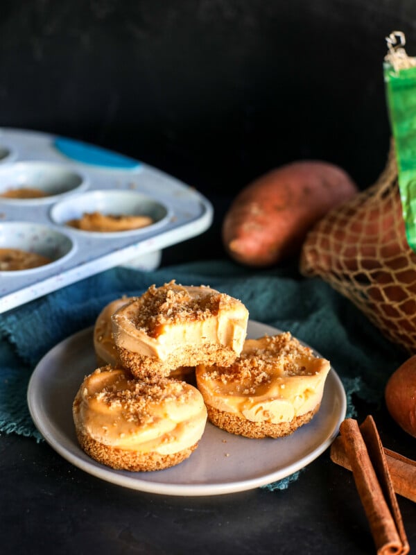 These Dairy Free Sweet Potato Cheesecake Bites are incredibly smooth and tasty you won't believe they are packed with cashews and sweet potatoes!