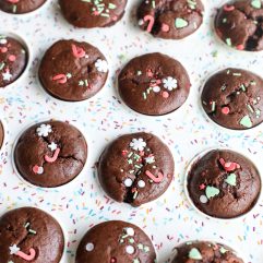 These Chocolate Peppermint Protein Muffins are the perfect healthier muffin for the holiday season!