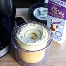 Cozy warm spices, smooth sweet texture and just the right amount of yum, this Eggnog Creami is our new favorite.
