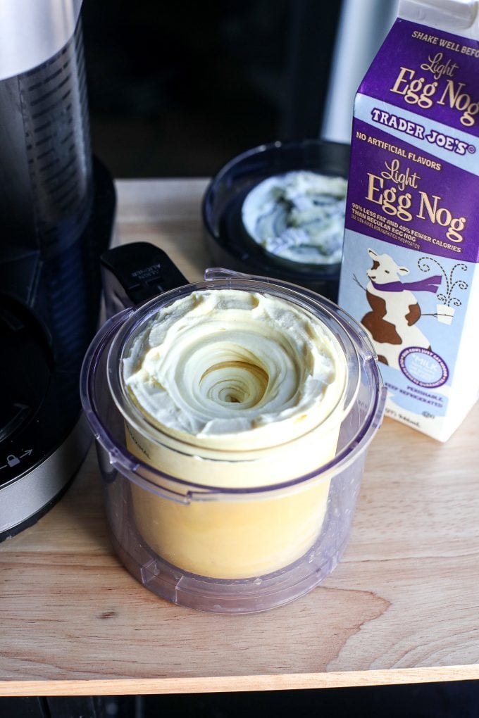 Cozy warm spices, smooth sweet texture and just the right amount of yum, this Eggnog Creami is our new favorite.