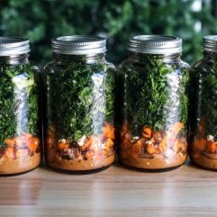 This Mason Jar Warm Winter Salad is the perfect meal prep lunch during the colder months!