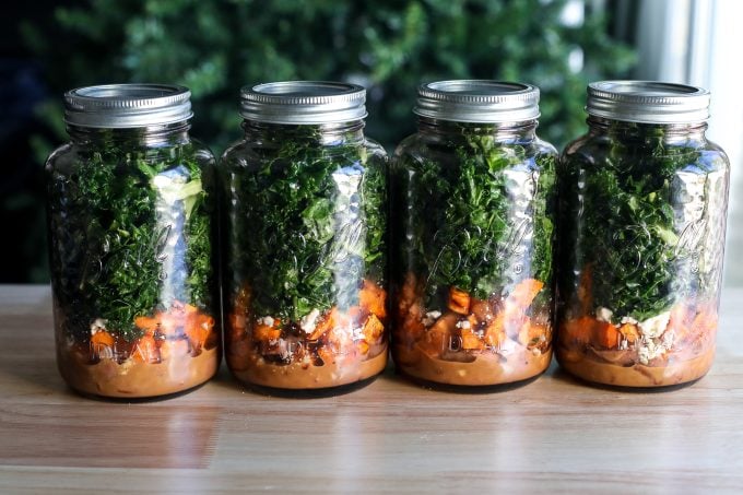 This Mason Jar Warm Winter Salad is the perfect meal prep lunch during the colder months!