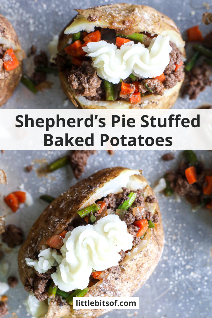 These Shepherd's Pie Stuffed Baked Potatoes are a delicious, healthy and hearty dinner!