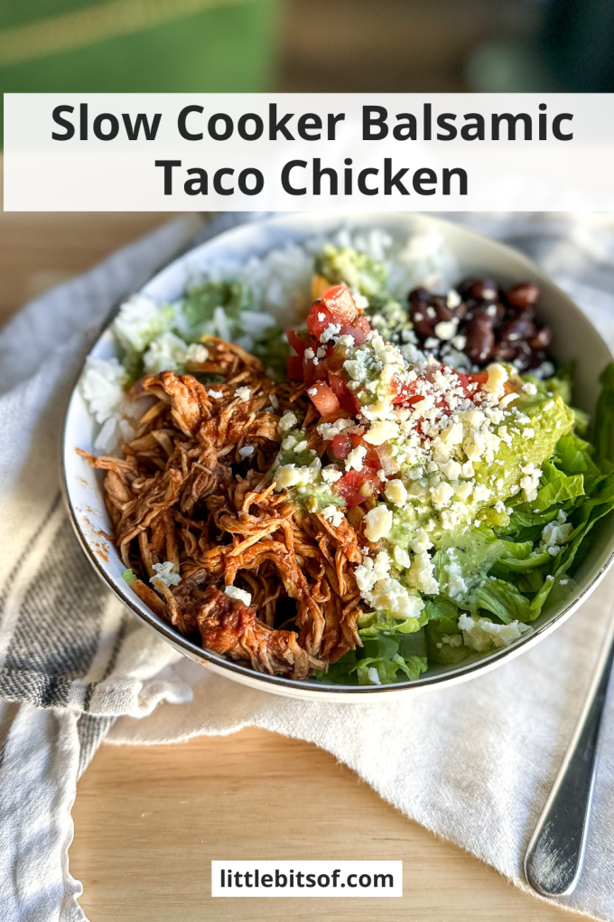 This Slow Cooker Balsamic Taco Chicken is the perfect simple and flavorful taco meat!