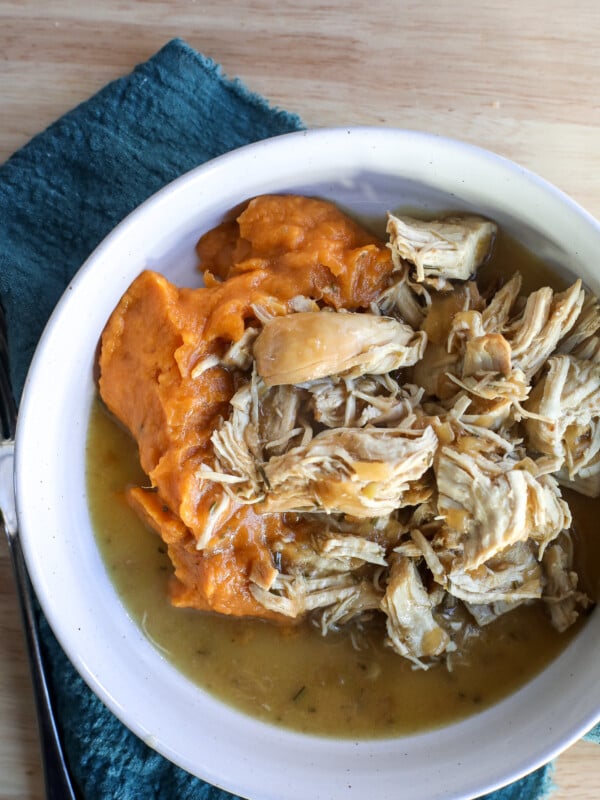 This Creamy Caramelized Onion & Rosemary Chicken is a simple and tasty instant pot recipe that can easily be made in a slow cooker as well!