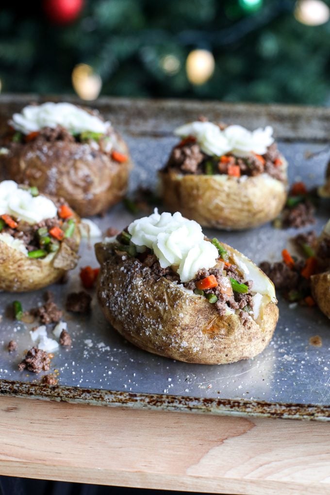 These Shepherd's Pie Stuffed Baked Potatoes are a delicious, healthy and hearty dinner!