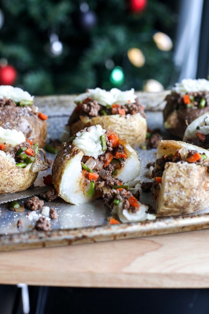 These Shepherd's Pie Stuffed Baked Potatoes are a delicious, healthy and hearty dinner!