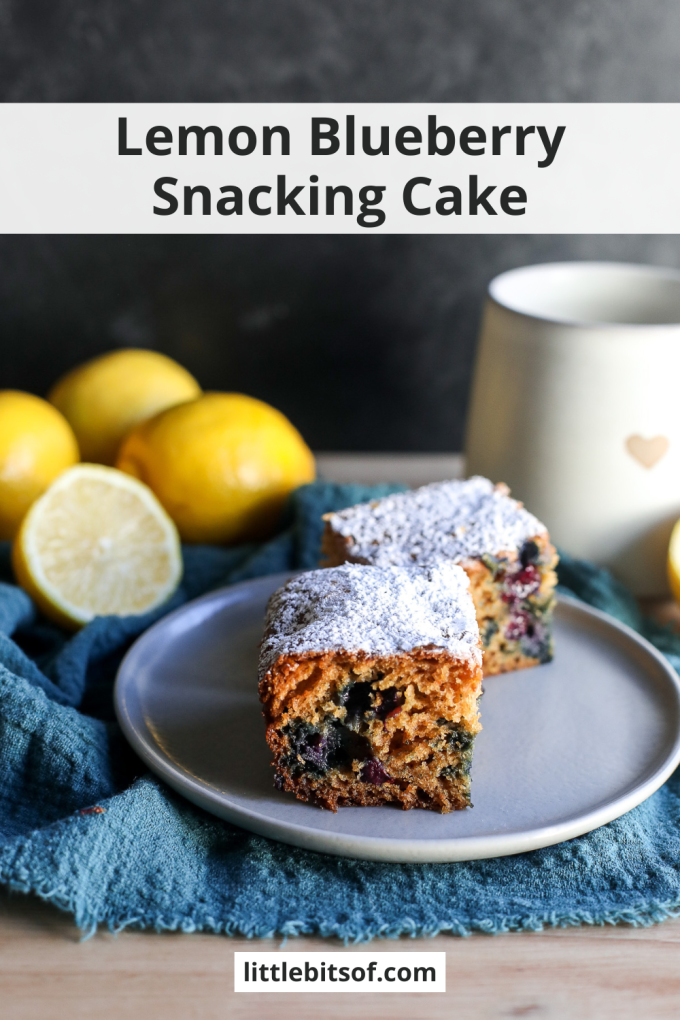 This Lemon Blueberry Snacking Cake is the perfect weekday cake to have on the counter that everyone will love to snack on!