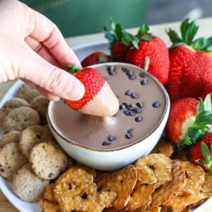 Indulge guilt-free with our High Protein Brownie Batter Dip! Made with cashews, Greek yogurt & protein powder. Perfect for satisfying cravings!