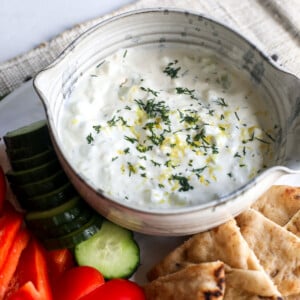 Elevate your snacking with High Protein Tahini Tzatziki—blending cottage cheese and Greek yogurt for a flavorful dip! Try it now!